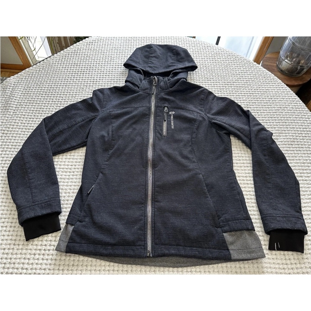 Free Country Women’s Medium Black Hooded Full Zip Jacket With Pockets